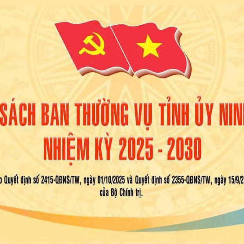 Danh sách Ban Thường vụ Tỉnh ủy Ninh Bình, nhiệm kỳ 2025-2030