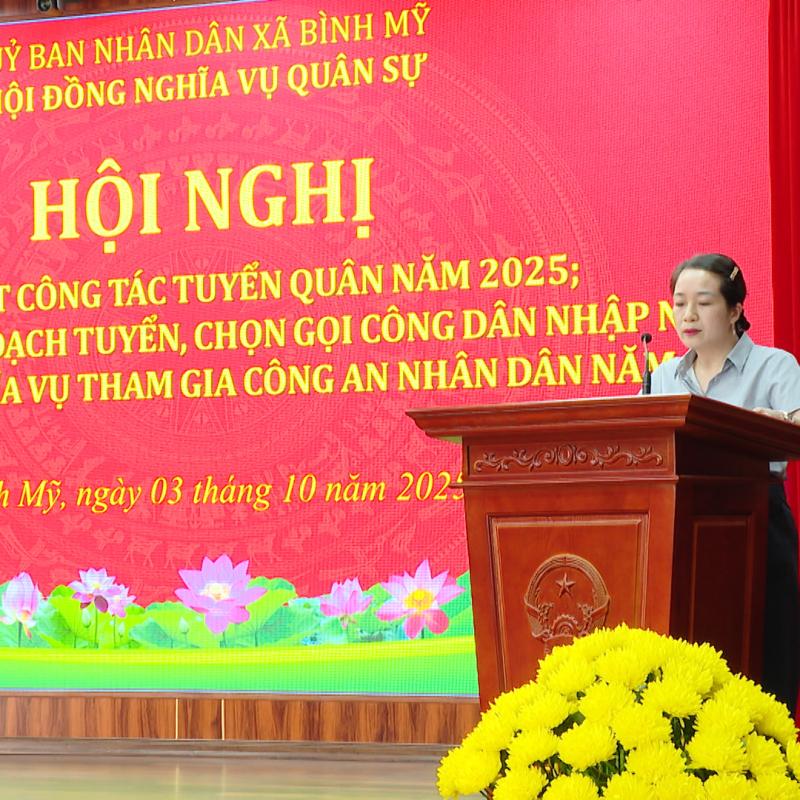 UBND  xã Bình Mỹ triển khai kế hoạch tuyển chọn,  gọi công dân nhập ngũ và thực hiện nghĩa vụ tham gia Công an nhân dân năm 2026
