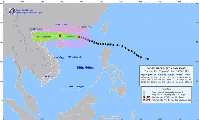 Bão số 9 cách Móng Cái (Quảng Ninh) khoảng 650km, cảnh báo mưa lớn và gió giật mạnh