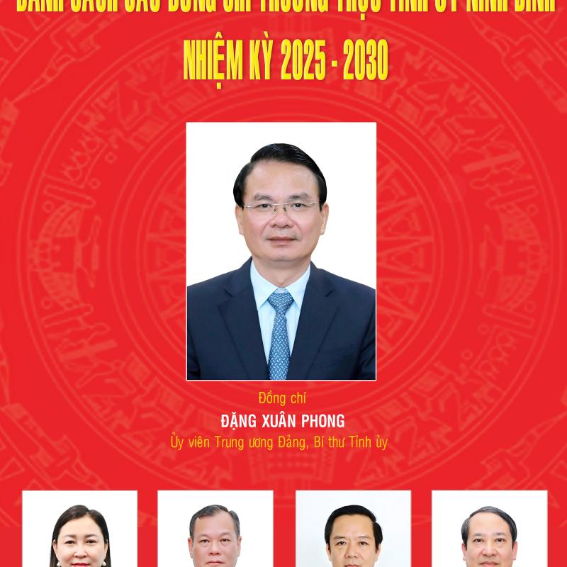 Danh sách các đồng chí Thường trực Tỉnh ủy Ninh Bình, nhiệm kỳ 2025-2030