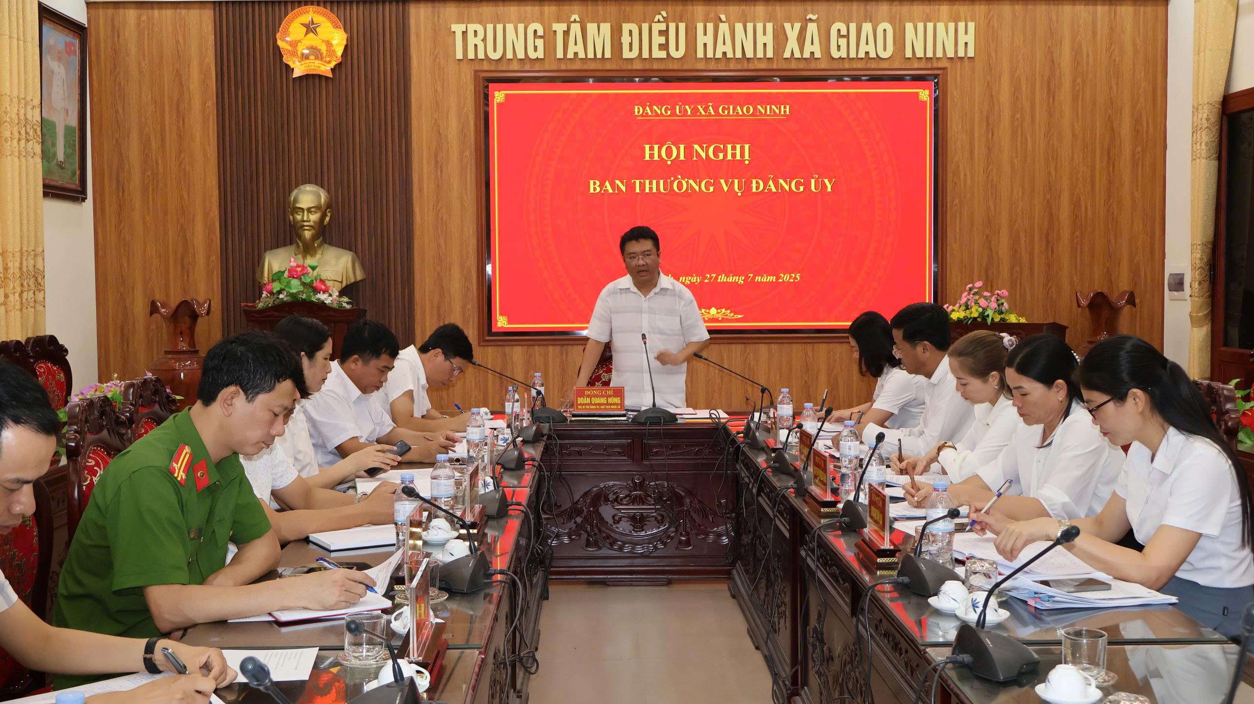 Hội nghị Ban thường vụ Đảng ủy xã Giao Ninh