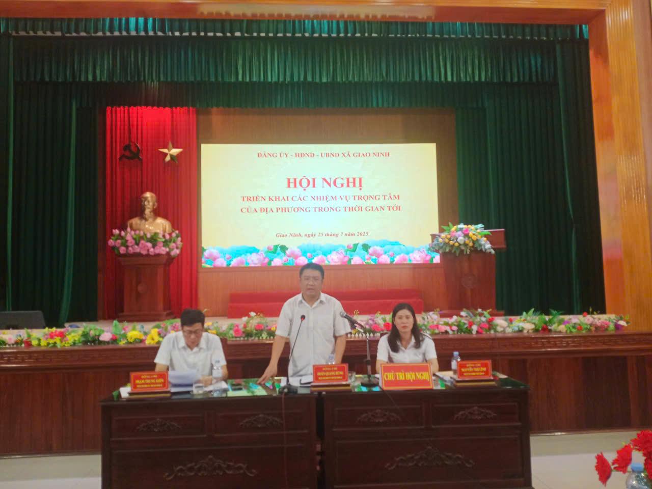Đảng ủy – HĐND – UBND xã Giao Ninh tổ chức Hội nghị triển khai một số nhiệm vụ trọng tâm của địa phương trong thời gian tới