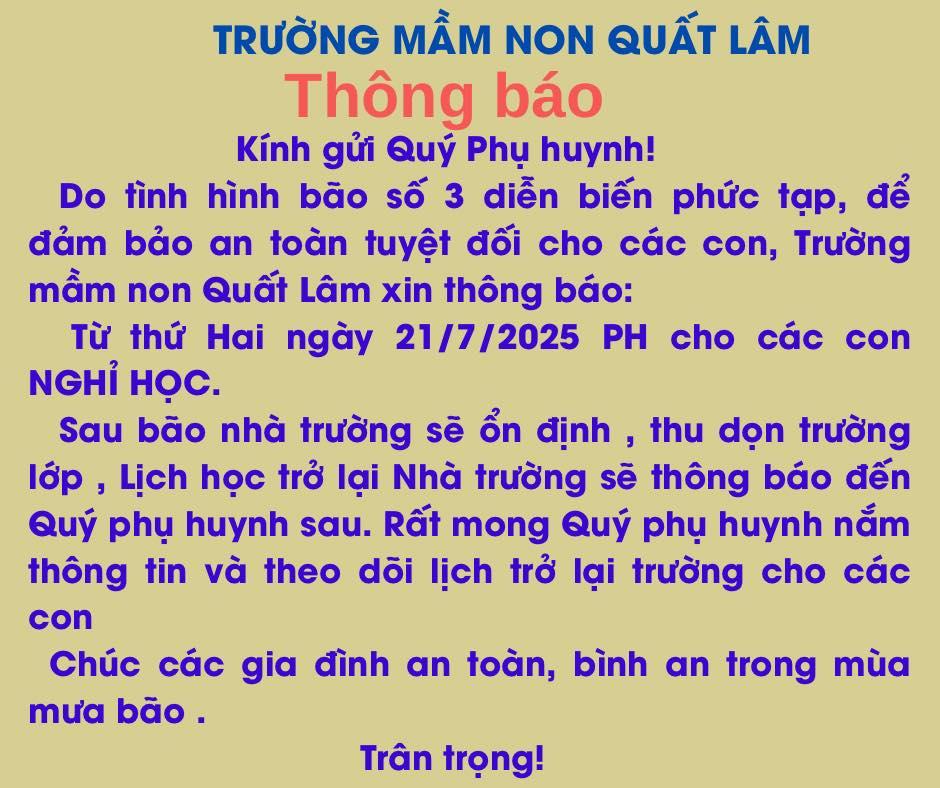 Trường Mầm non Quất Lâm , xã Giao Ninh chủ động ứng phó với bão số 3