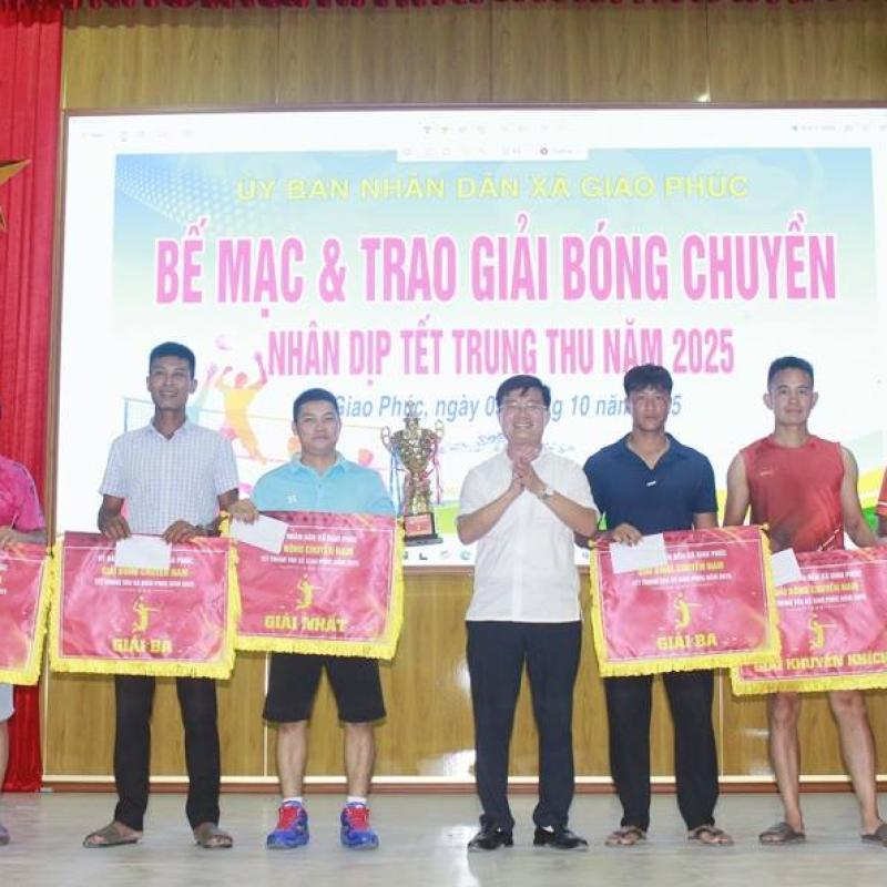Bế mạc Giải bóng chuyền da nam xã Giao Phúc nhân dịp Tết Trung thu năm 2025.