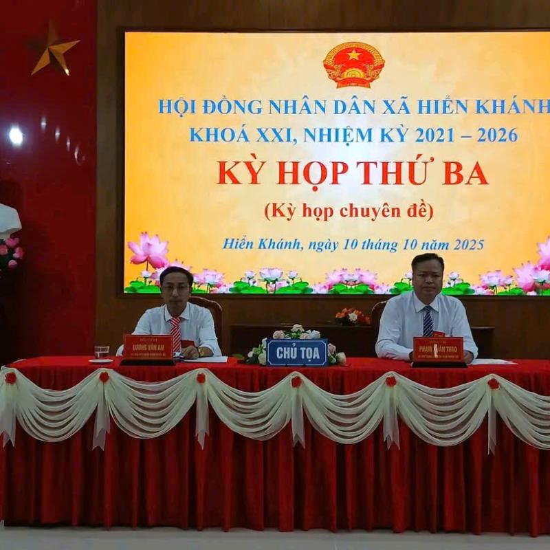 Hội đồng nhân dân xã Hiển Khánh tổ chức Kỳ họp thứ Ba (kỳ họp chuyên đề),  nhiệm kỳ 2021–2026