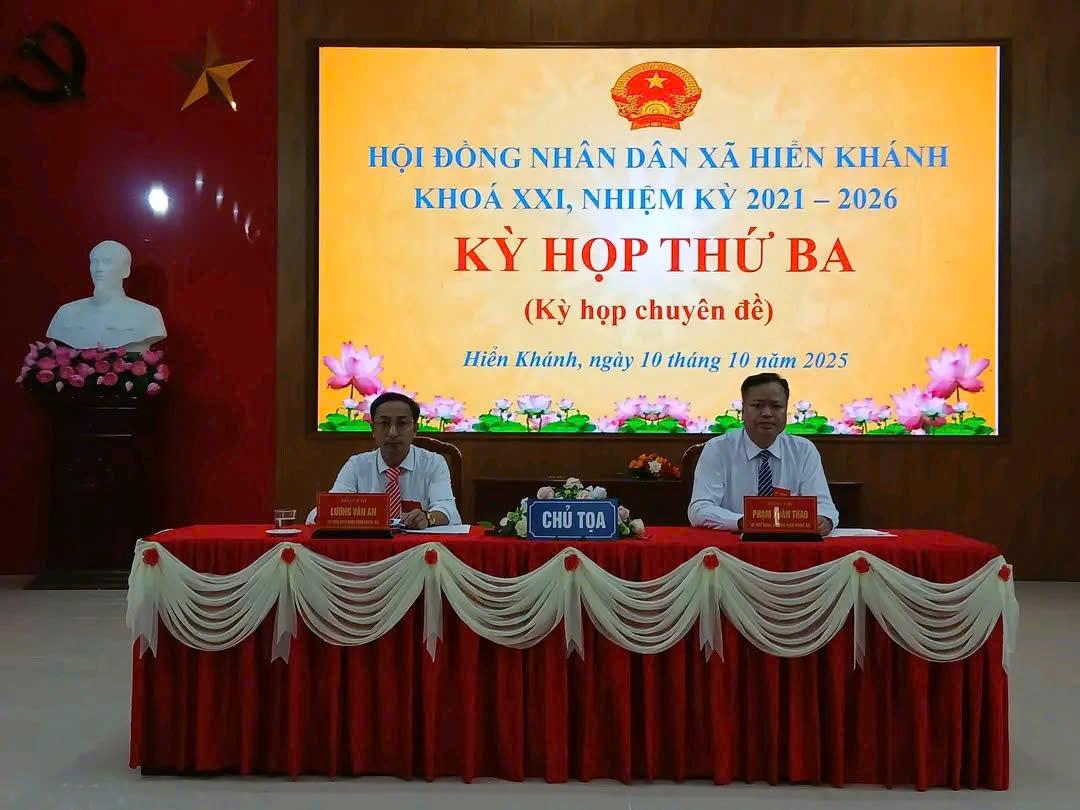Hội đồng nhân dân xã Hiển Khánh tổ chức Kỳ họp thứ Ba (kỳ họp chuyên đề),  nhiệm kỳ 2021–2026
