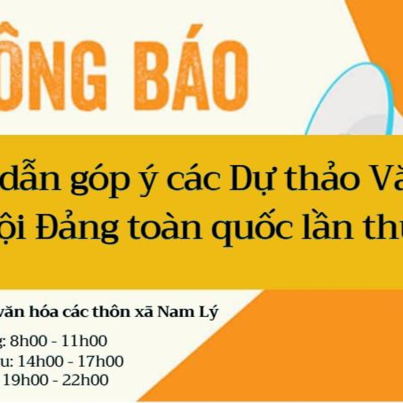Hướng dẫn góp ý các Dự thảo Văn kiện Đại hội Đảng toàn quốc lần thứ XIV trên ứng dụng VNeID  xã Nam Lý