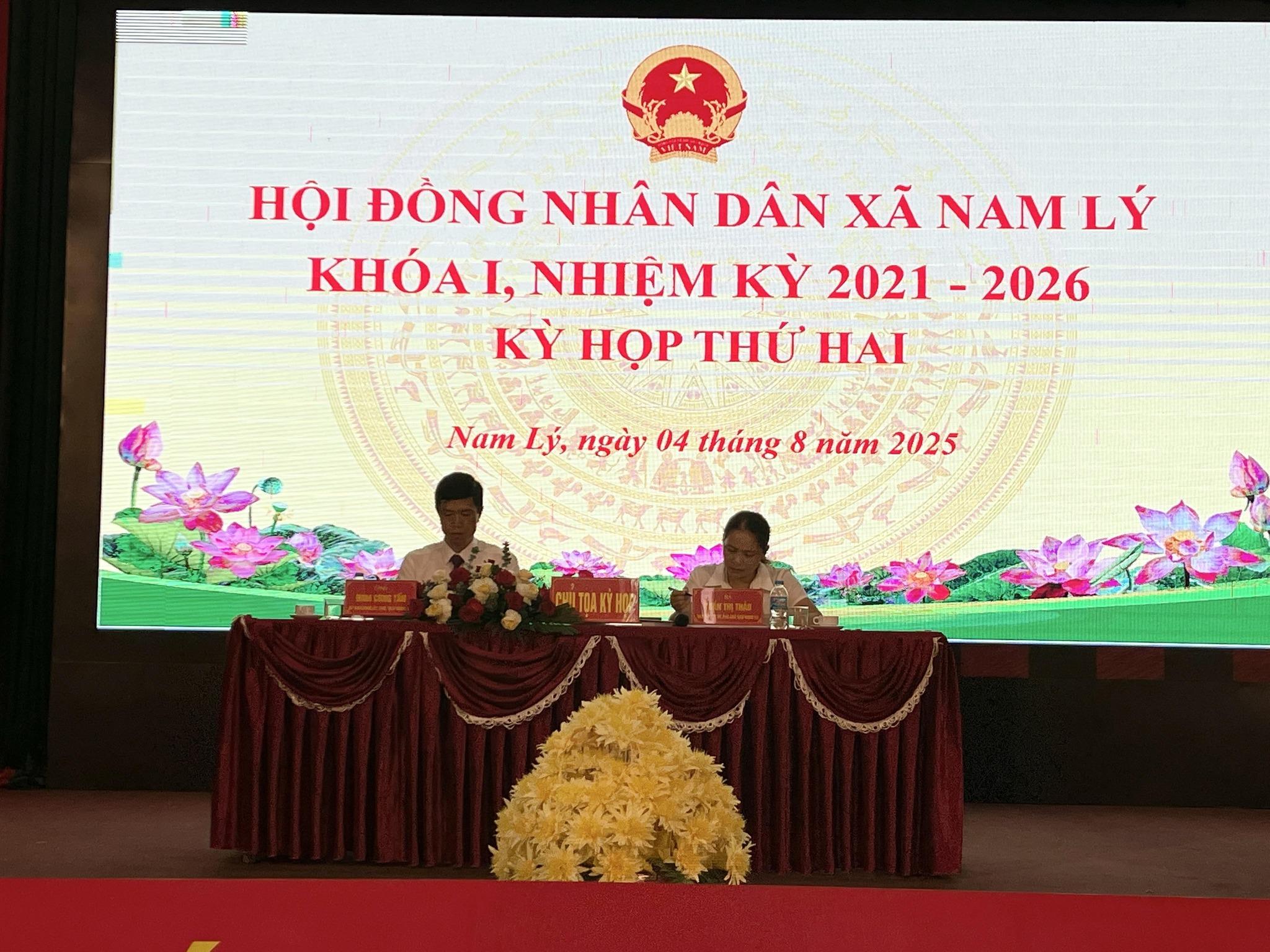 Sáng ngày 04/8/2025 Hội đồng nhân dân xã Nam Lý khóa I, nhiệm kỳ 2021-2026 tổ chức Kỳ họp thứ hai (kỳ họp thường lệ)
