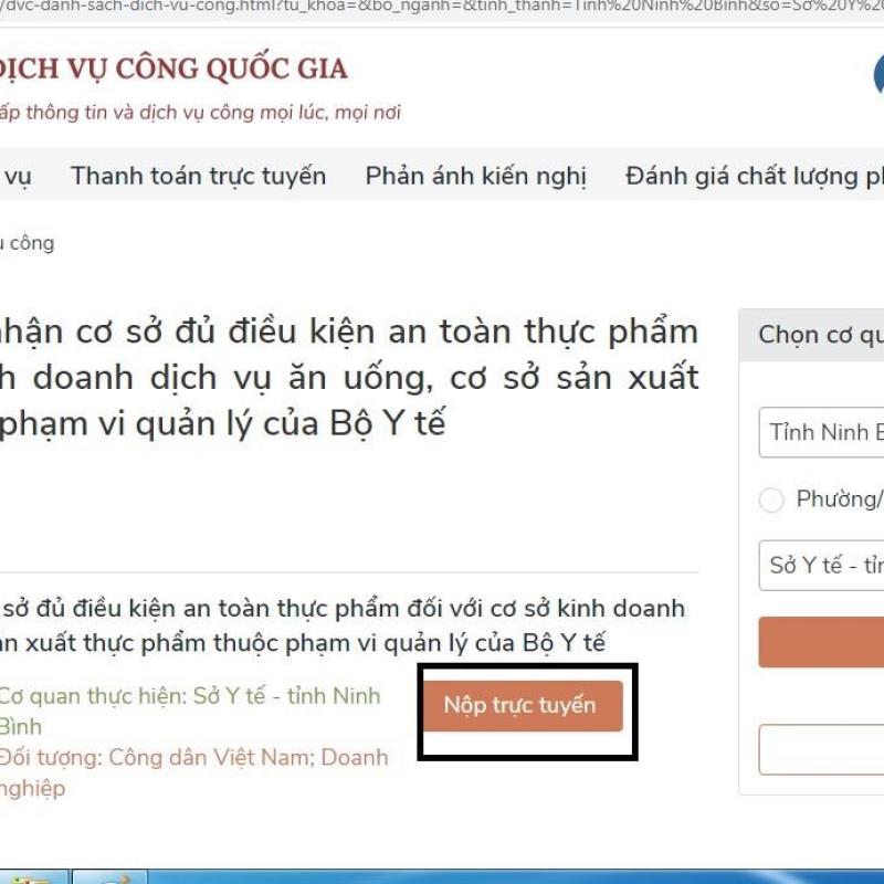 Đối tượng thuộc diện phải cấp Giấy chứng nhận cơ sở đủ điều kiện ATTP và hướng dẫn quy trình nộp hồ sơ giải quyết TTHC