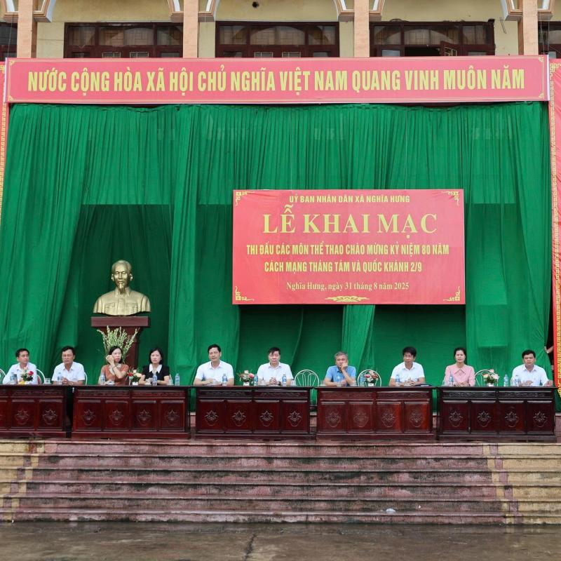 UBND xã Nghĩa Hưng tổ chức Lễ khai mạc thi đấu các môn TDTT chào mừng 80 năm Cách mạng Tháng 8 và Quốc khánh 2/9