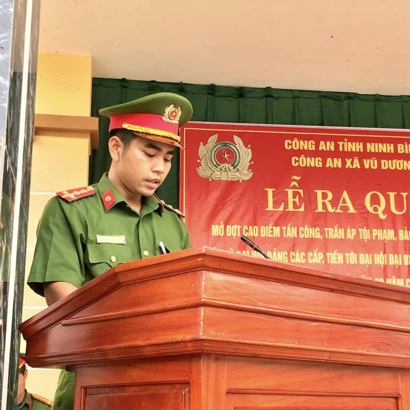 Công an xã Vũ Dương tổ chức Lễ ra quân mở đợt cao điểm tấn công, trấn áp tội phạm, bảo đảm an ninh, trật tự
