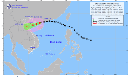 TIN BÃO KHẨN CẤP CƠN BÃO SỐ 3 LÚC 11H ngày 21/7/2025